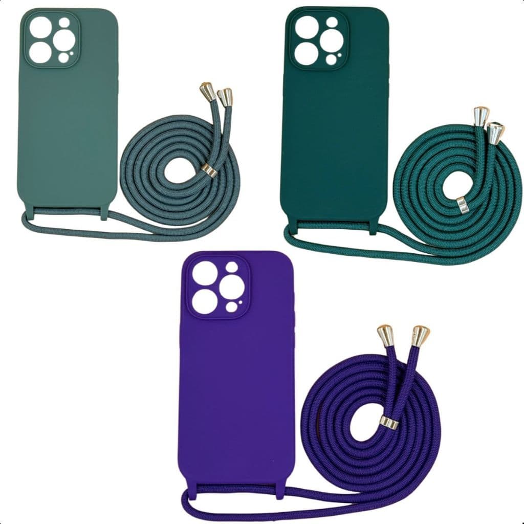 Capa Capinha Case Com Cordão Alça à Tiracolo Integrada Para iPhone 11 12 13 14 15 Pro Pro Max e Plus