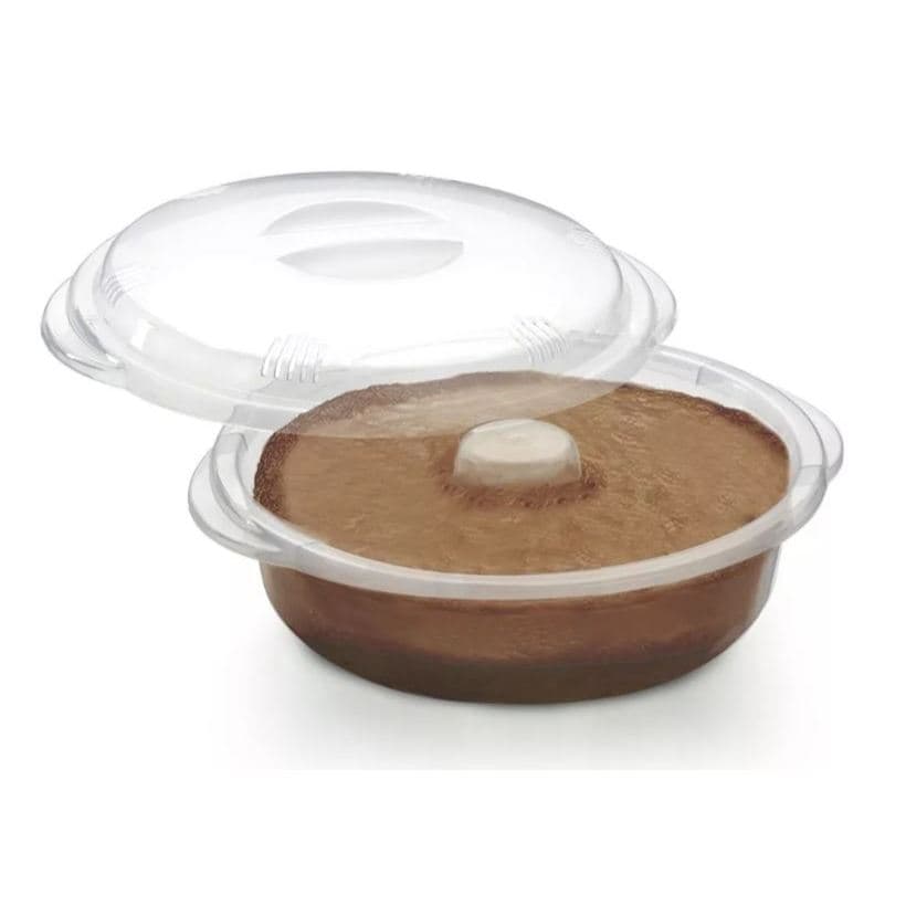 Forma De Pudim Bolo e Sobremesas Para Microondas Com Tampa Nitron Resistente Fácil Limpeza Moderna