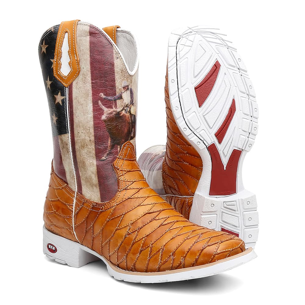 Bota Texana Masculina Eua Star Escamada Premium