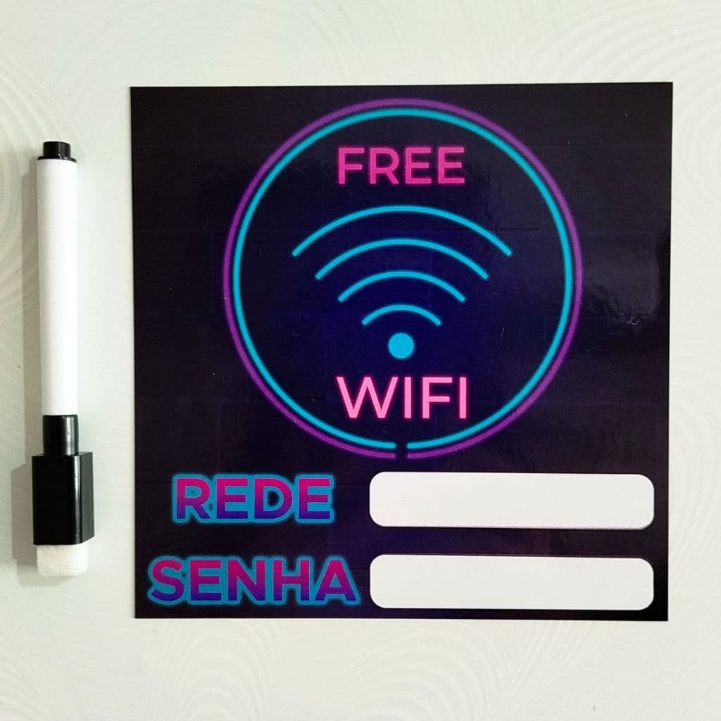 Ímã de Geladeira para Anotar senha do WI-FI 14x14cm c/ caneta ímã