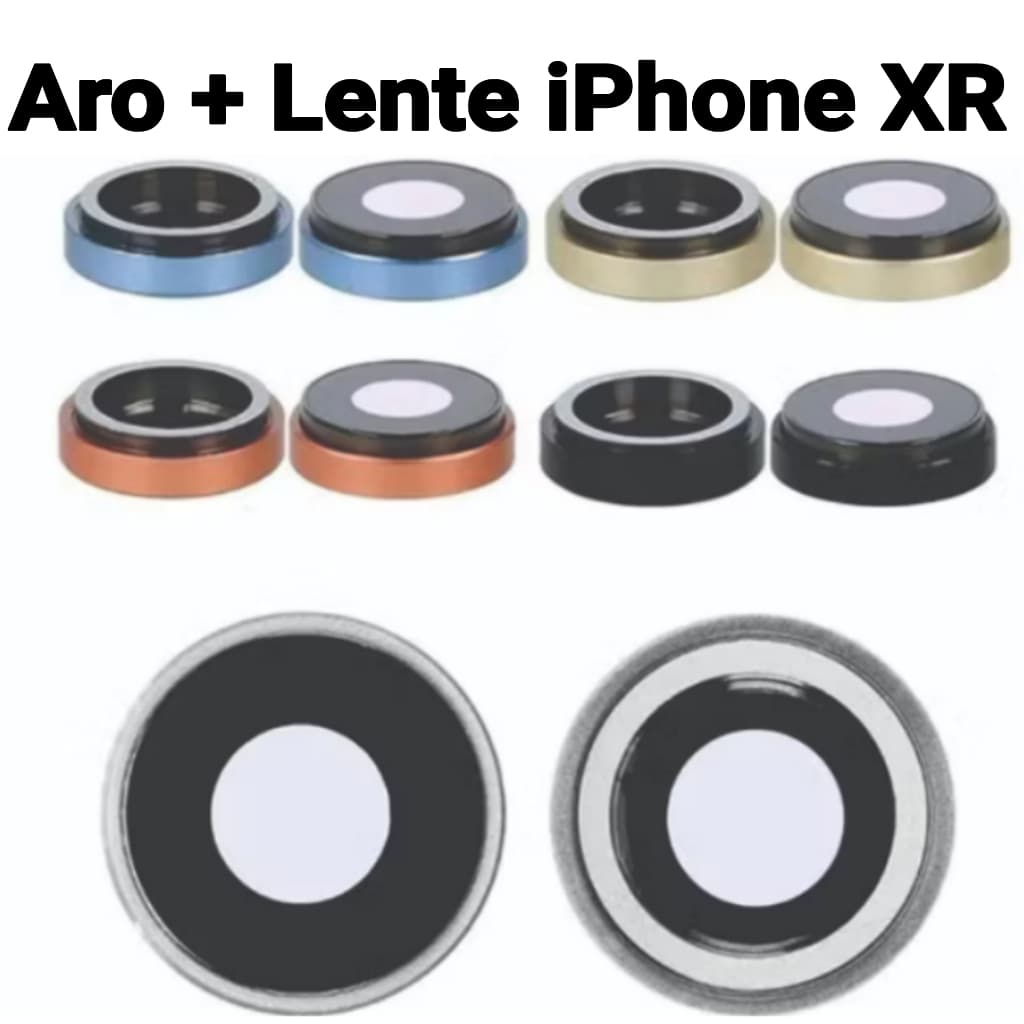 Kit Aro + Lente Para iPhone Xr Com Aro Suporte para Lente da Câmera de Vidro Traseiro Vidrinho
