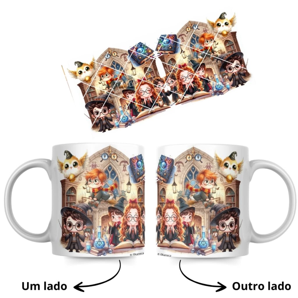 Caneca Xícara Harry Potter Cute Menina Menino Filme HP Presente Amiga Amigo Magia 325ml