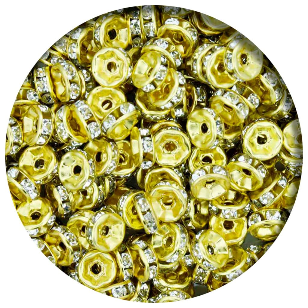 Entremeio Rondela de Strass Dourado 6mm