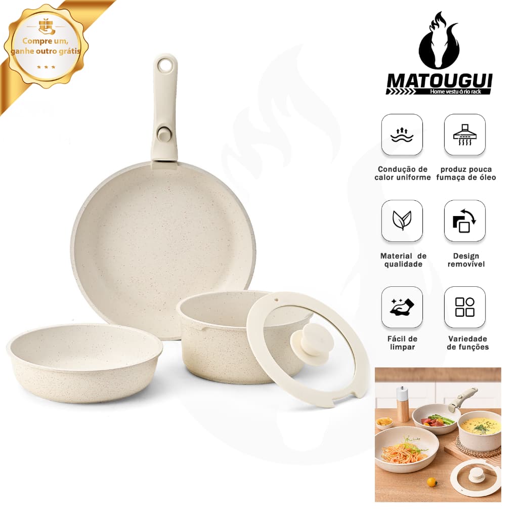 Matougui Jogo de Panelas Gás Conjunto de Panelas Revestido em Cerâmica Granito Antiaderente Frigideira Caçarola