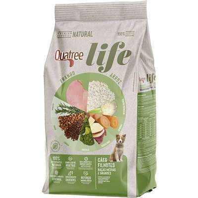 Ração Seca Quatree Life Frango e Arroz Cães Filhotes Raças Médias e Grandes 15kg