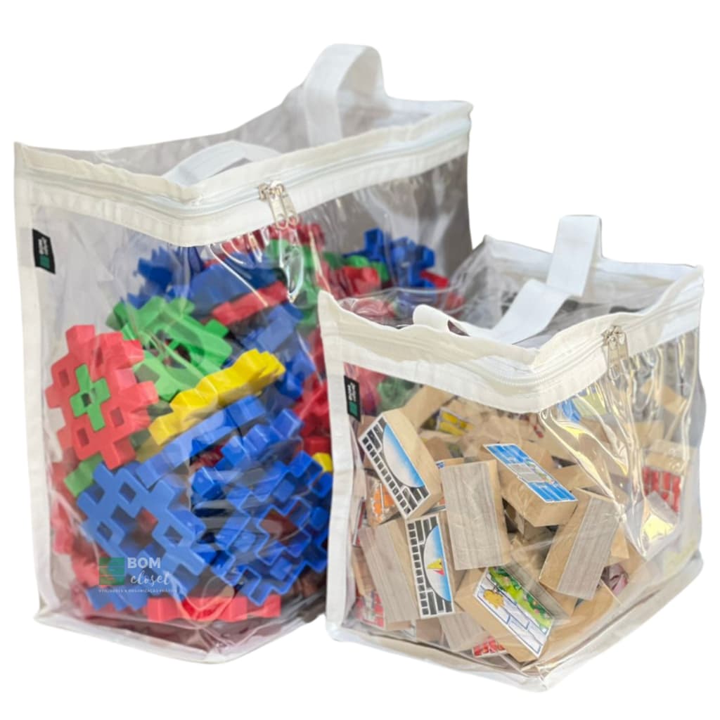 SACOLA ORGANIZADORA BRINQUEDOS DOBRAVEL COR BRANCO