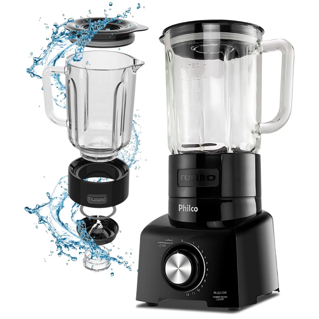 Liquidificador Philco Turbo Pro Maxx 6 1200w Copo De Vidro Ultra Glass ( Mais Resistente )