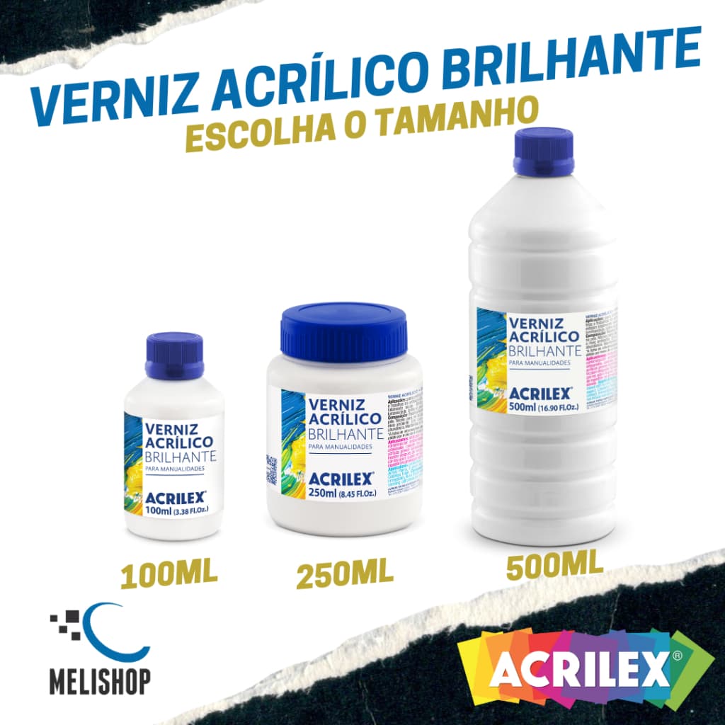 Verniz Acrílico Brilhante Original 100ml 250ml 500ml Proteção e Acabamento Acrilex