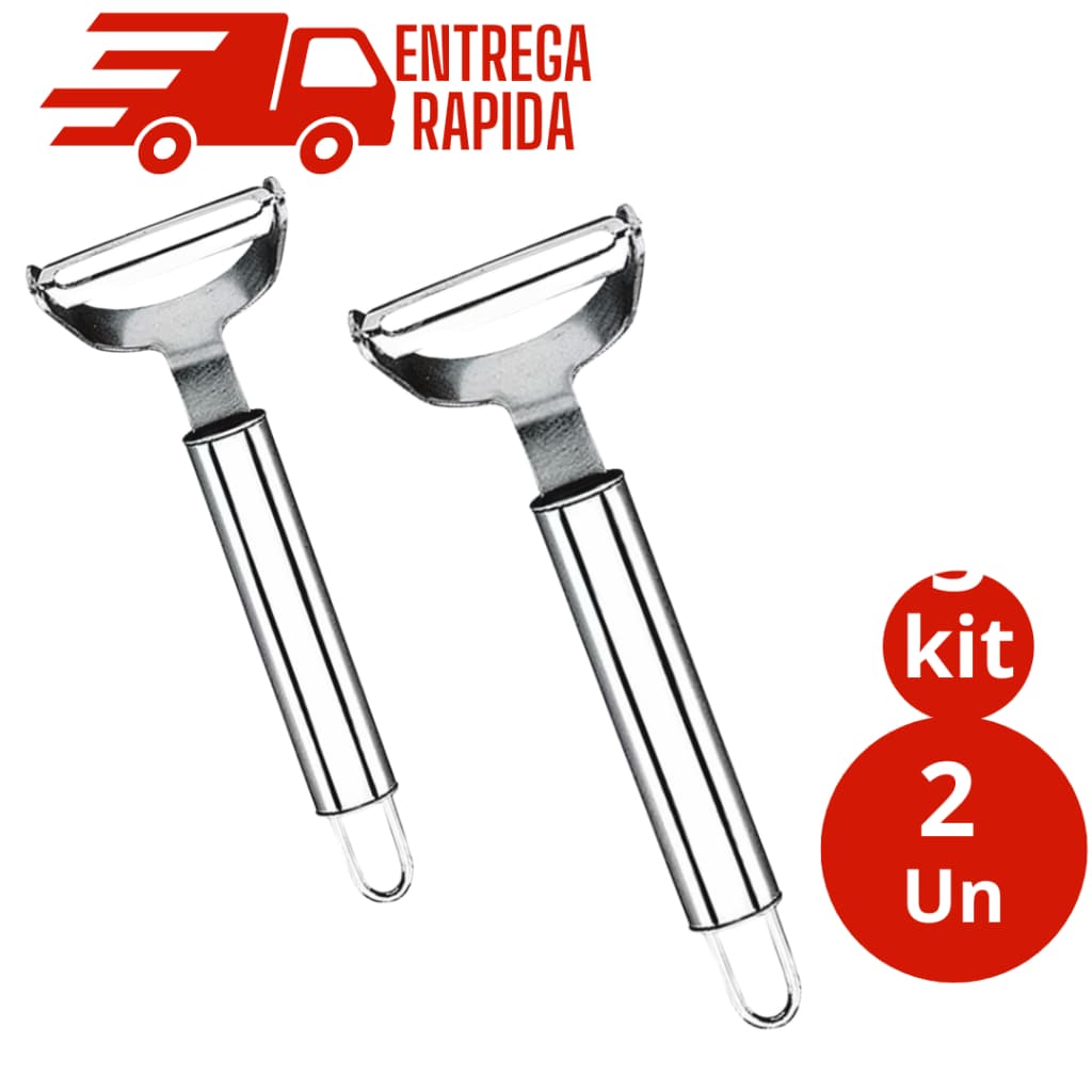 Kit 2 Descascador de Legumes Frutas Profissional em Aço Inox  Lamina Móvel Batata Cenoura Frutas Utensílio de Cozinha
