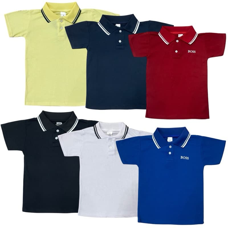 Camisa Polo Menino Infantil Básica Com Gola Manga Curta ..