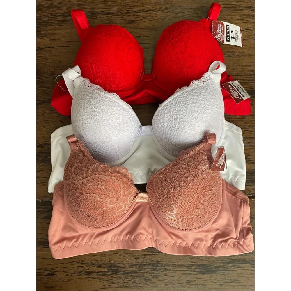 Kit C/3 Sutiã Rendado Reforçado Com Bojo Do P Ao GG Direto da Fábrica soutien sutian sutia Feminino