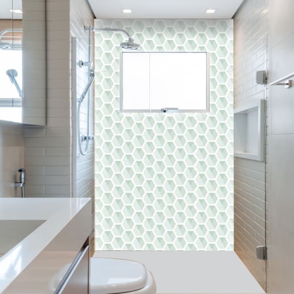 Papel de Parede Lavável banheiro Geométrico Verde Tendencia