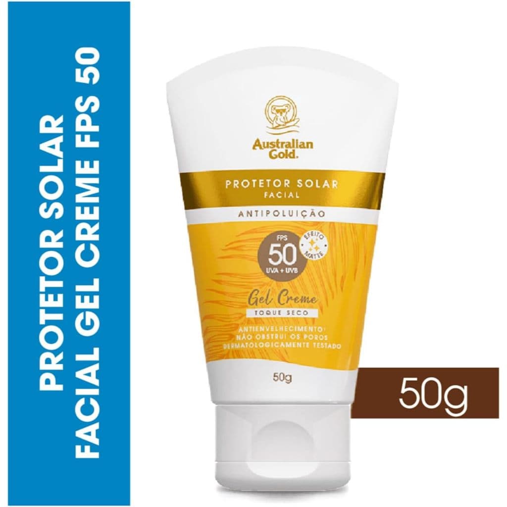 Protetor Solar Facial Australian Gold Gel Creme FPS 50 - 50g - VALIDADE 09/2026