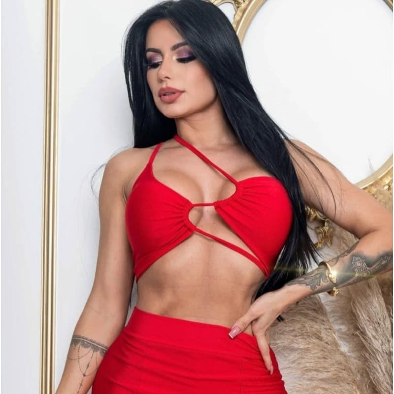 Top Cropped S Alça fina com Bojo Moda Feminina Verão