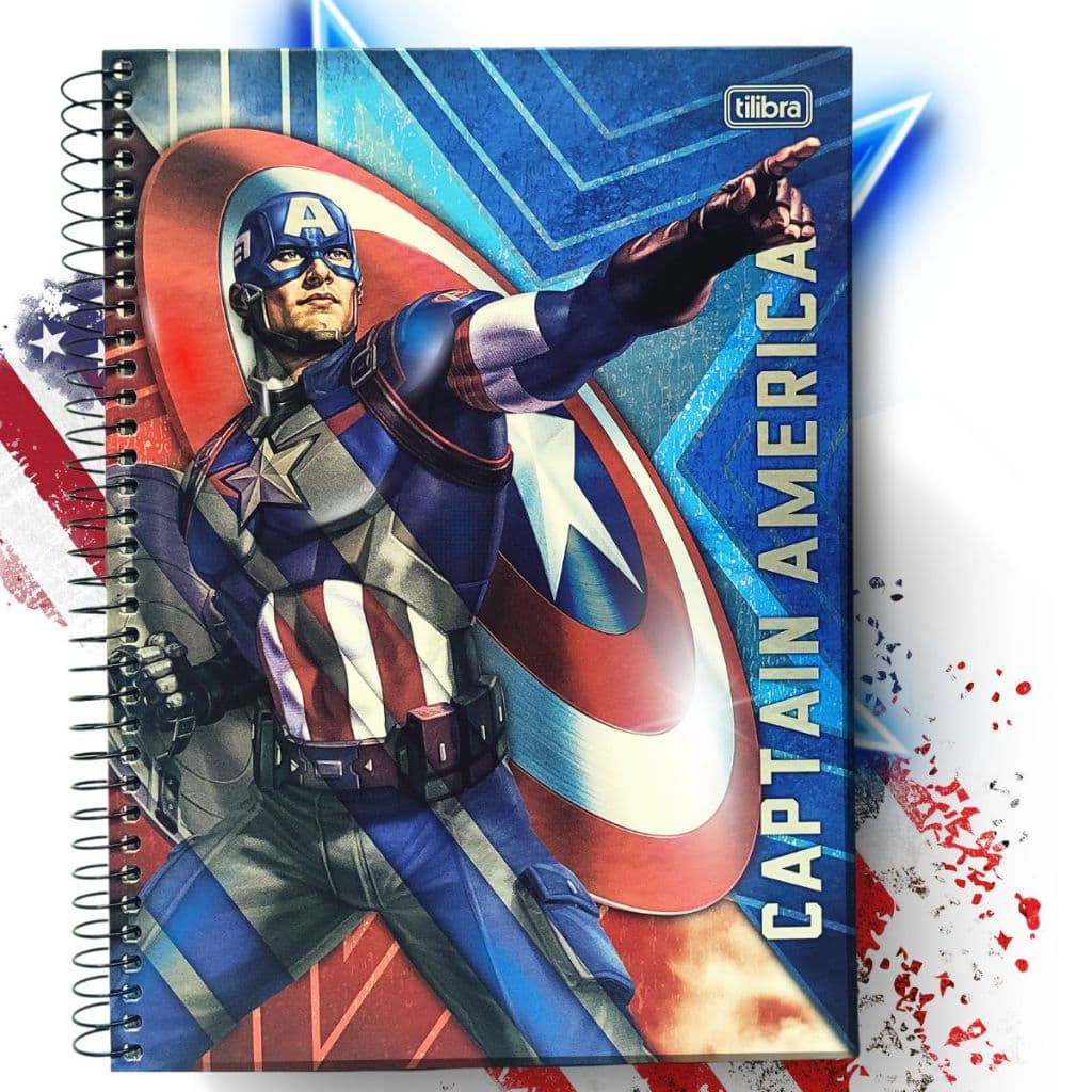 Caderno  Adesivo Marvel 10 Matéria 160 Fls Capa Dura Tilibra