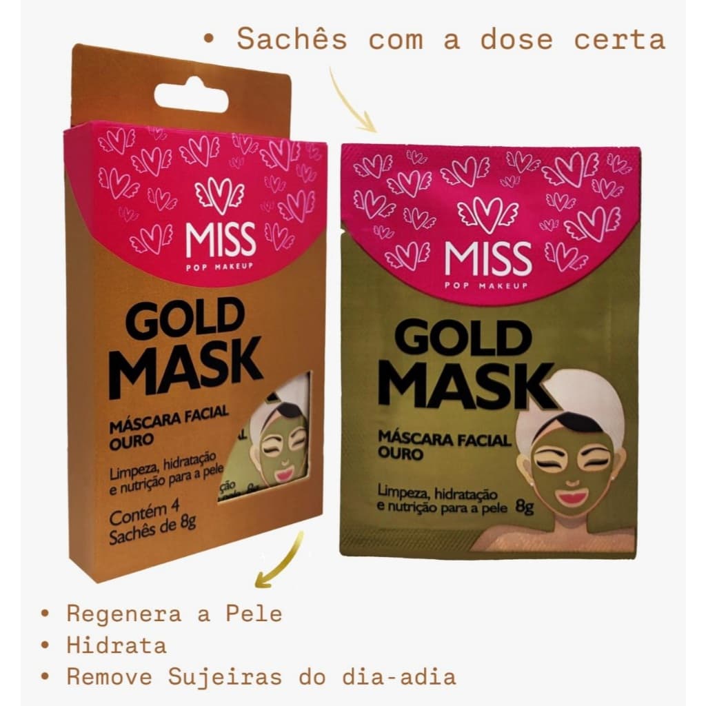 Máscara Ouro para Limpeza Facial Skin Care Sachê 8gr Máscara para Peeling Facial