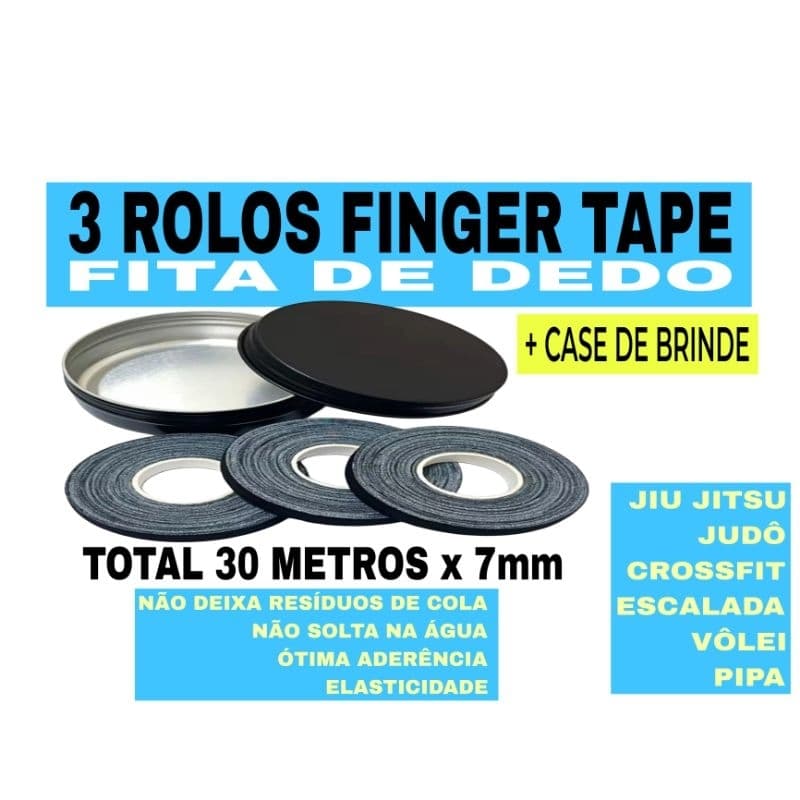 3 TAPES COM LATA - FINGER TAPE, FITA DE DEDO PARA LUTAS E ESPORTES EM GERAL