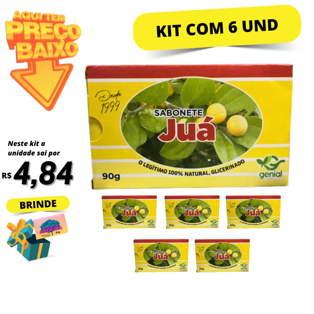 Kit com 6 Sabonete Juá Genial Cosméticos 90g