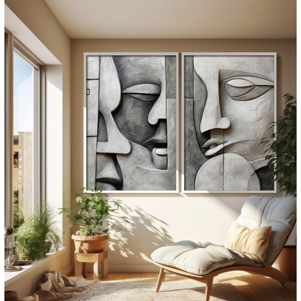 Quadro Abstrato Quadro Com Moldura E Vidro Quadro Decorativo Sala Quadro Escritório Esculturas Duo