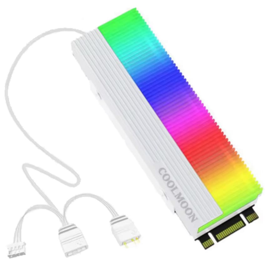 Dissipador Alumínio Branco Argb Ssd M.2 Luzes Coloridas Cooler M2