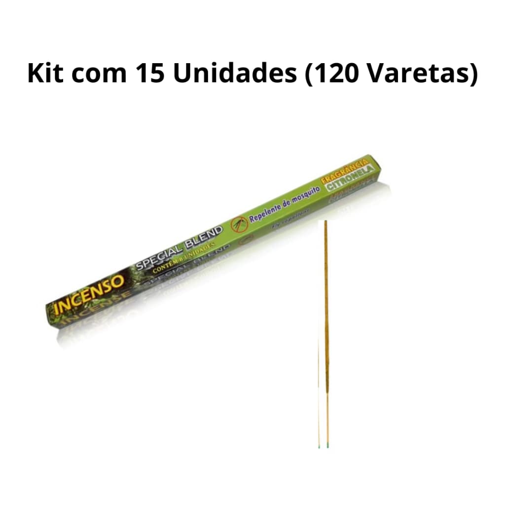 Incenso Citronela Repelente Natural 120 Varetas Afasta Mosquito Pernilongo Dengue
