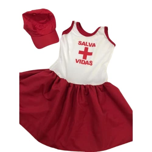 vestido fantasia salva vidas carnaval infantil menina folia rodado traje
