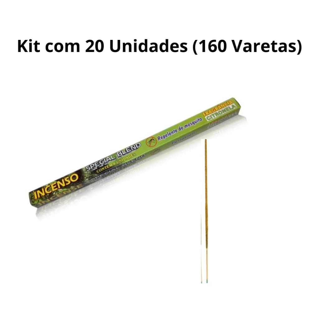 Incenso Citronela Repelente Natural 160 Varetas Afasta Mosquito Pernilongo Dengue