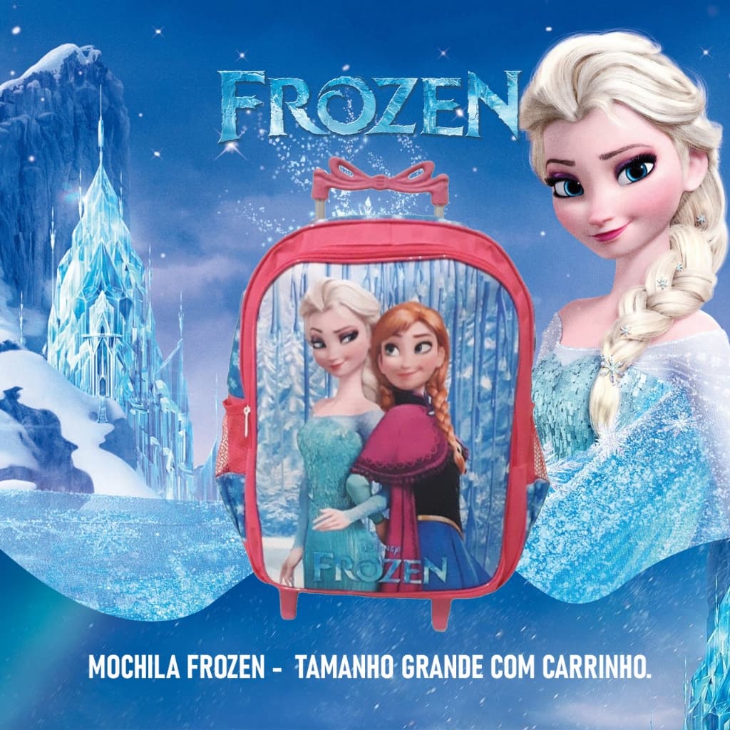 MOCHILA ESCOLAR G COM RODINHAS PARA MENINAS ESTAMPA DESENHO FROZEN MOCHILA IINFANTIL GRANDE DE CARRINHO ESCOLAR JUVENIL
