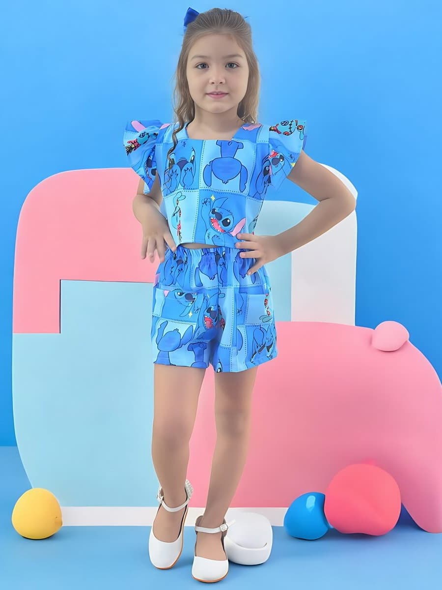 Conjunto Infantil Menina Blogueirinha - Blusa e Short - Vários Temas