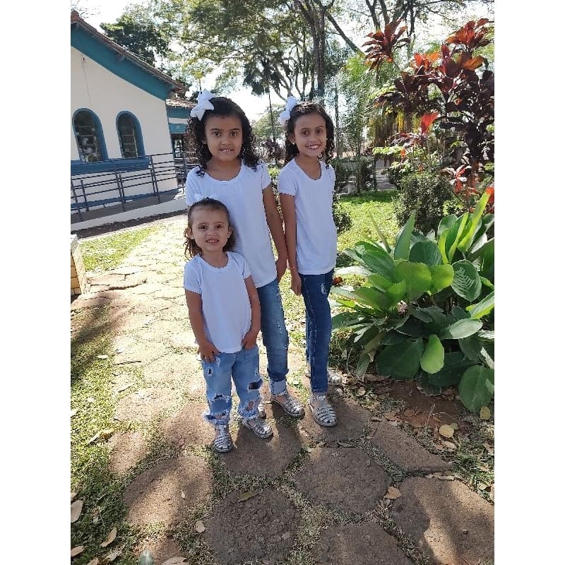 Blusa branca infantil, camiseta branca infantil para meninas