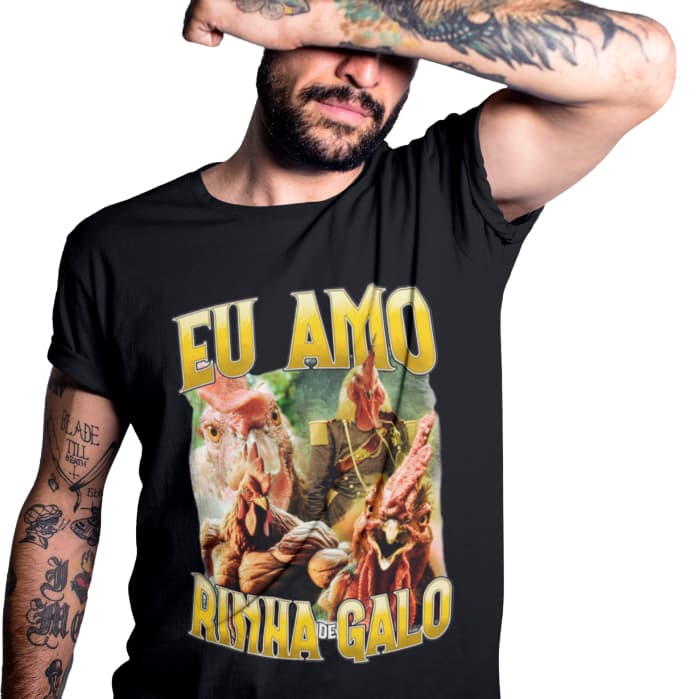 Camiseta Eu Amo Rinha de Galo Meme, Camisa 100% Algodão Com Envio Imediato de Até 24h.