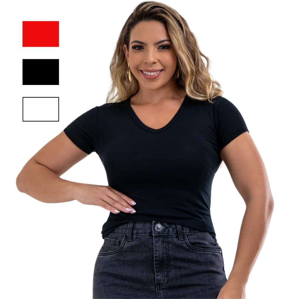 Blusa Viscolycra Feminina Blusinha Básica Camiseta Babylook Blusa Manga Curta