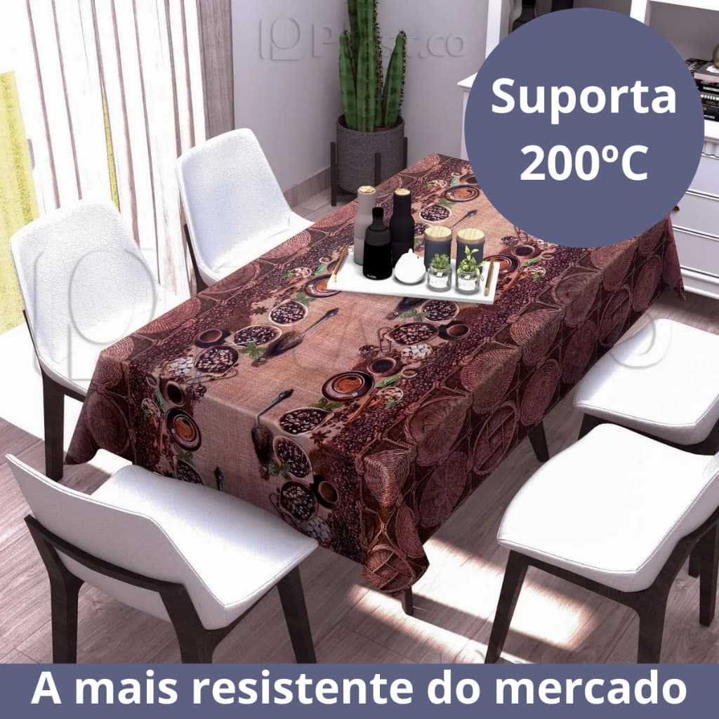 Toalha de Mesa Super Térmica 200ºC Impermeável Para Mesa de 4 6 8 10 Cadeiras Plastico Pvc