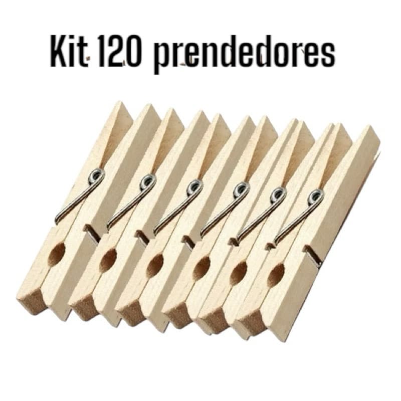 Prendedor De Roupa Madeira Para Varal Kit com 120 Unidades