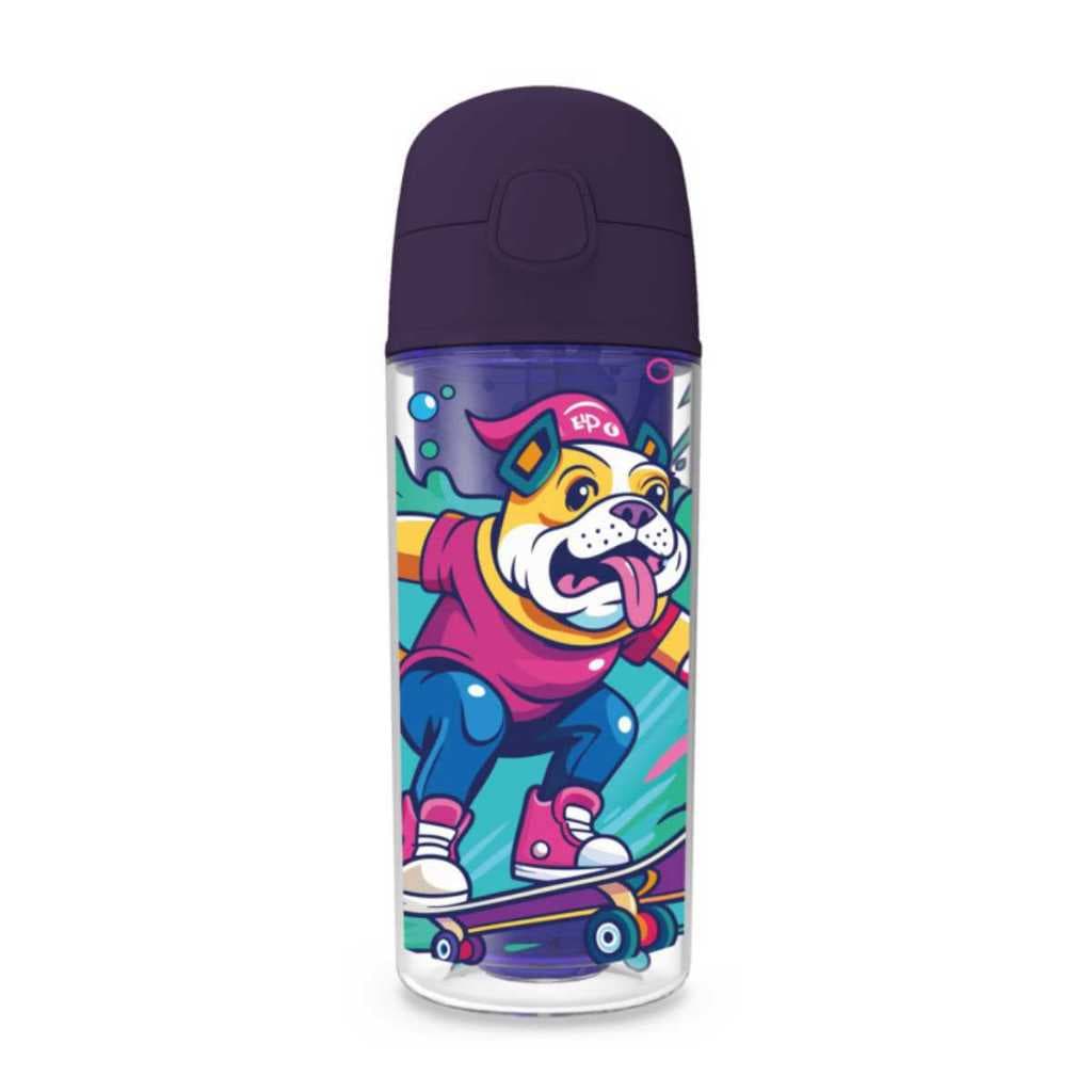 Garrafinha De Água Infantil Escolar Com Canudo Silicone 270 Ml