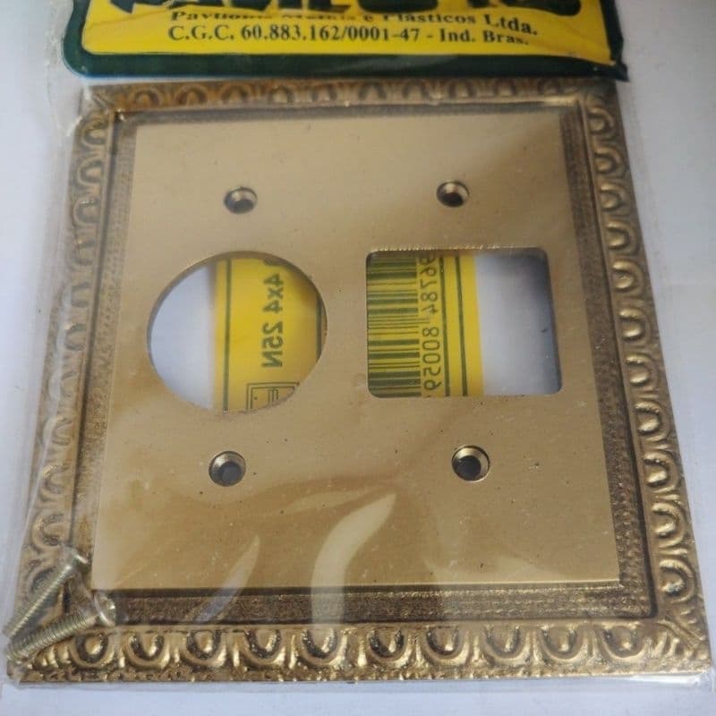 Espelho Placa Linha Clássica 4x4 Com para  Tomada Redonda ou Interruptor Duplo