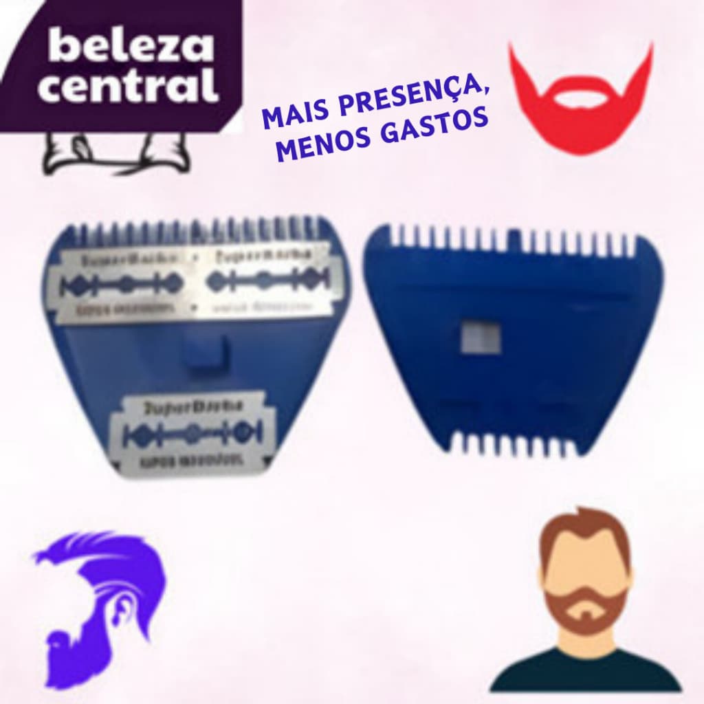 Pente CUIDAR Barba Cabelo Bigode 3 Lâminas - Penteia, CORTA, Apara E Desfia