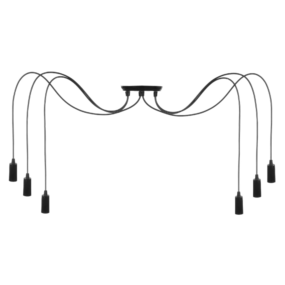 Luminária Pendente Decorativo Aranha com Soquete Liso E27 para 6 Lâmpadas Bivolt Completo