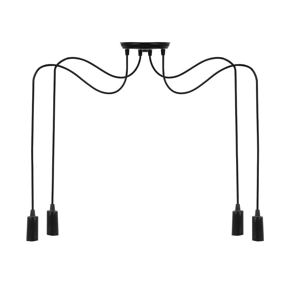 Luminária Pendente Decorativo Aranha com Soquete Liso E27 para 4 Lâmpadas Bivolt Completo