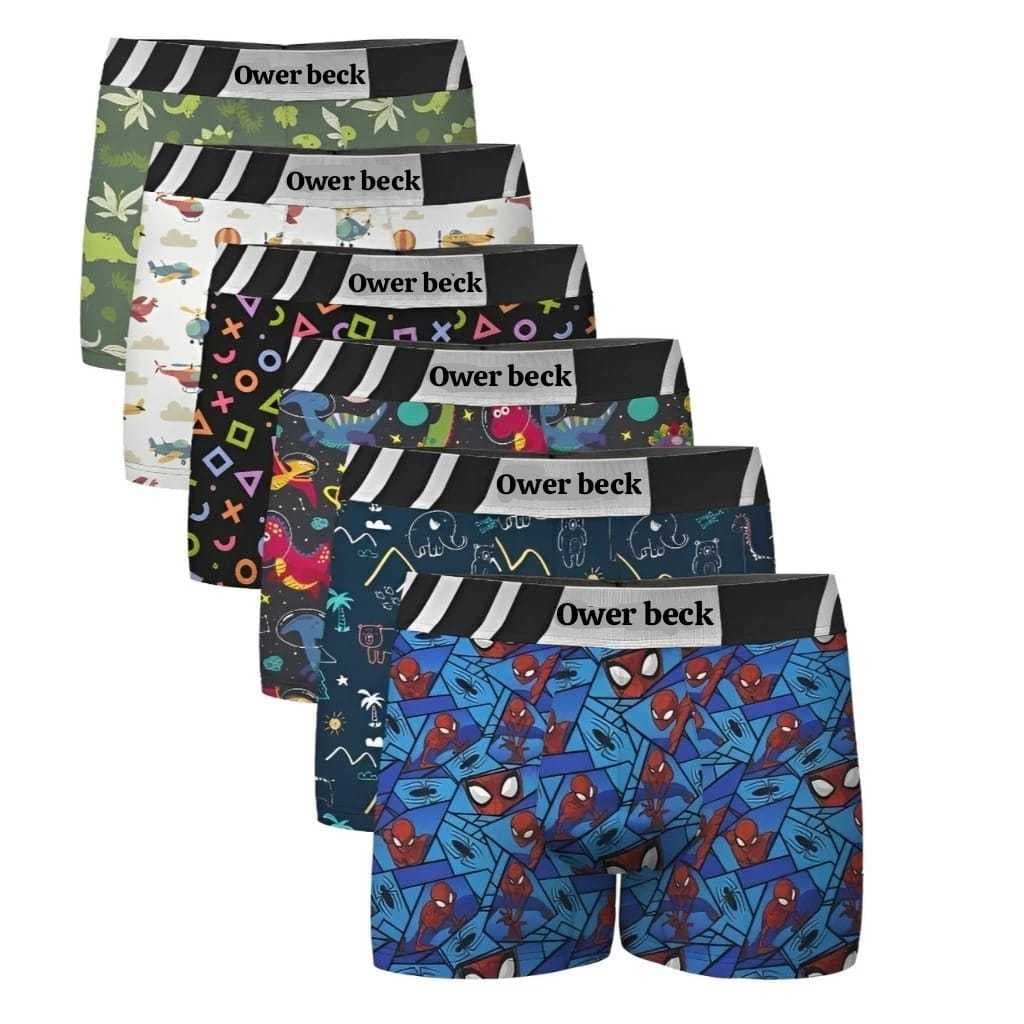 Kit 5 Box Infantil Cueca Boxer De Personagens Com Forro