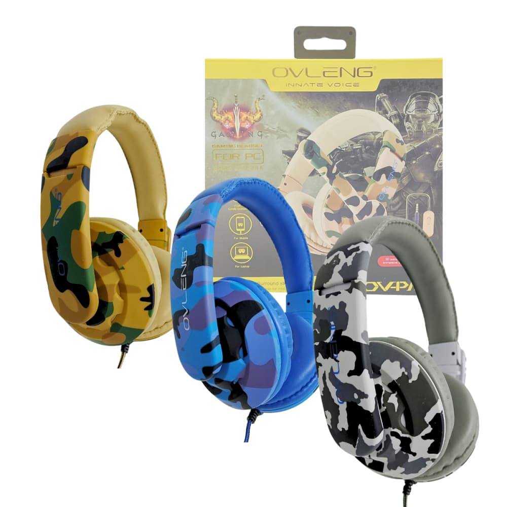 -- Fone De Ouvido Gamer Pro Headphone com Microfone P2 Camuflado Profissional Ovleng OV-PM2