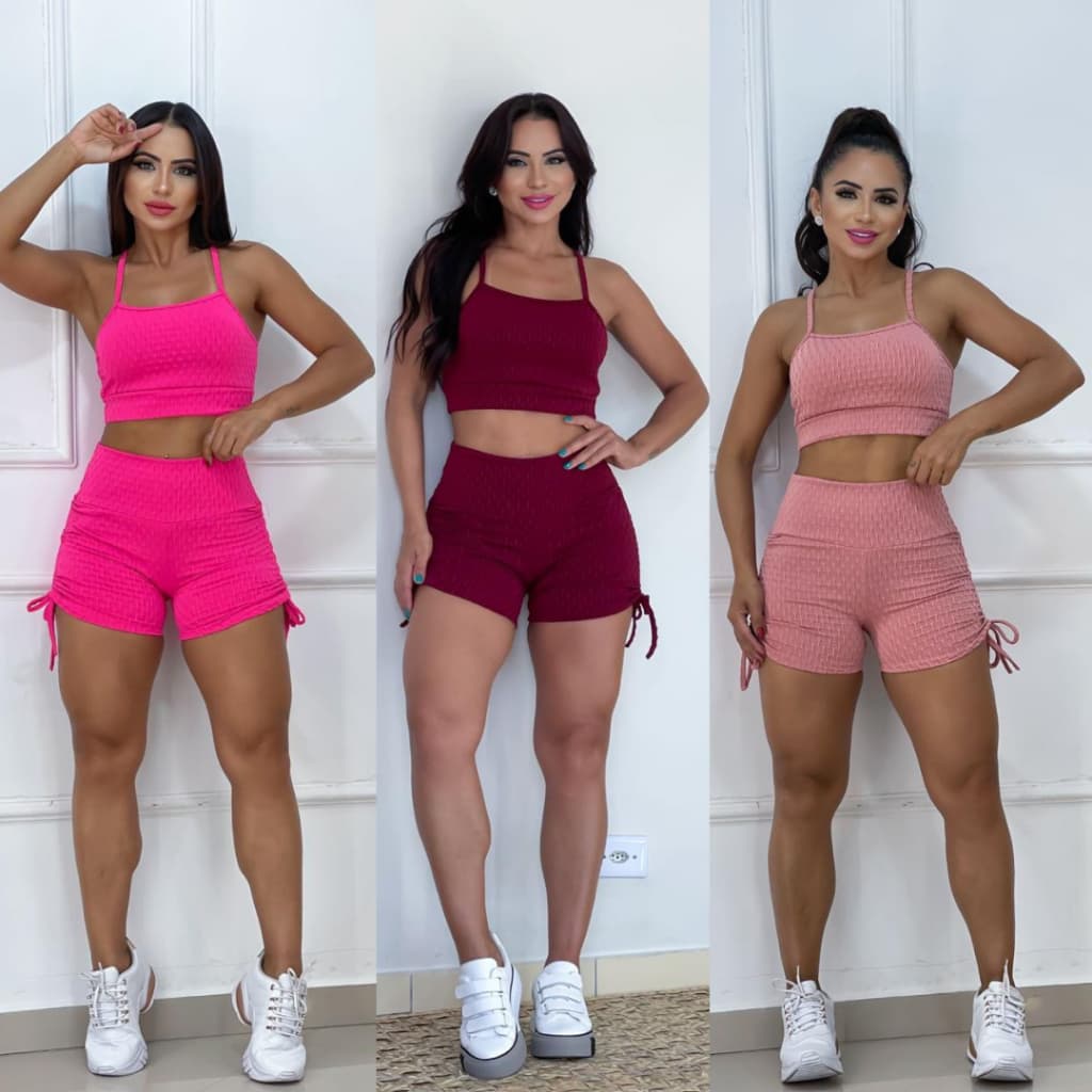 Conjunto Academia Top e Short Cintura Alta Suplex Fitness Feminino
