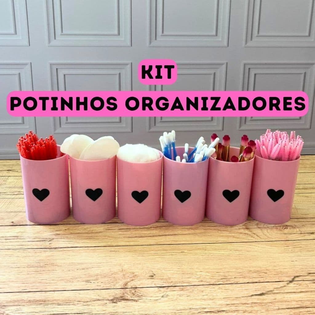 kit Organizador de pincel Cosméticos potinhos porta pinceis Maquiagem portinho rosa fofo make