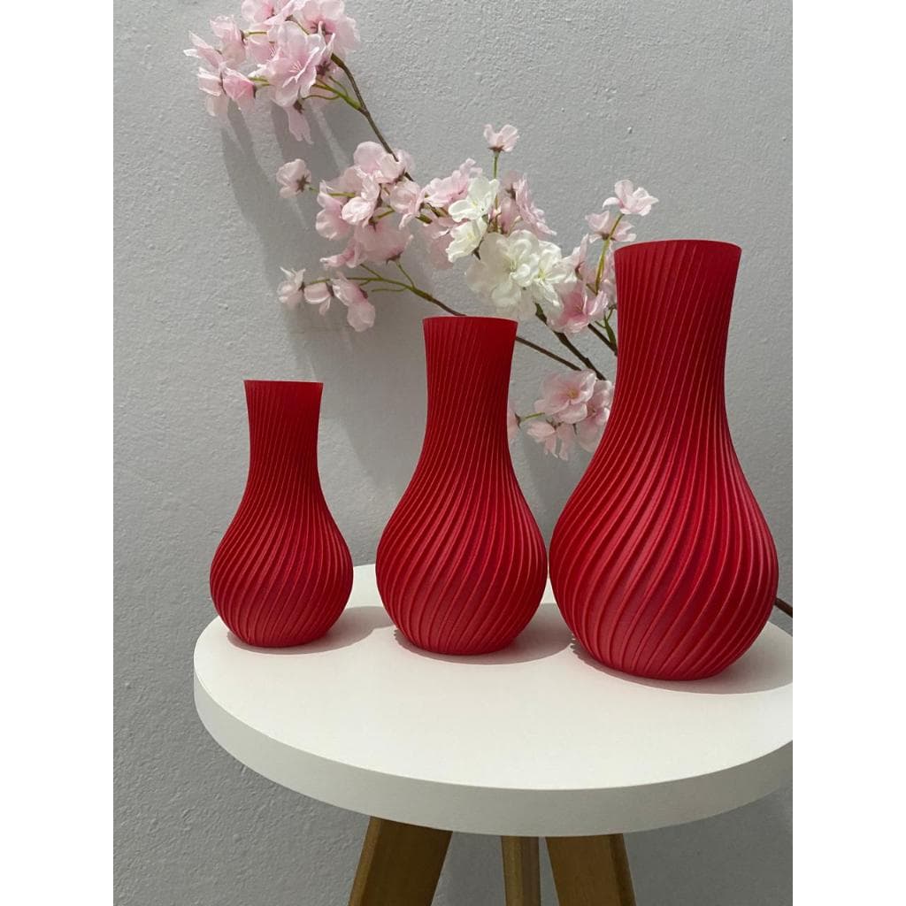 Kit 3 Vasos Decorativos em Impressora 3D – Design Moderno Espiral para Sala, Escritório ou Presente
