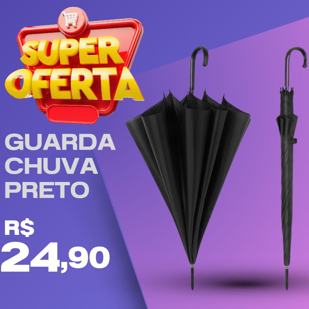 Guarda Chuva Portaria Cabo Reto Grande Reforçado Contra Vento
