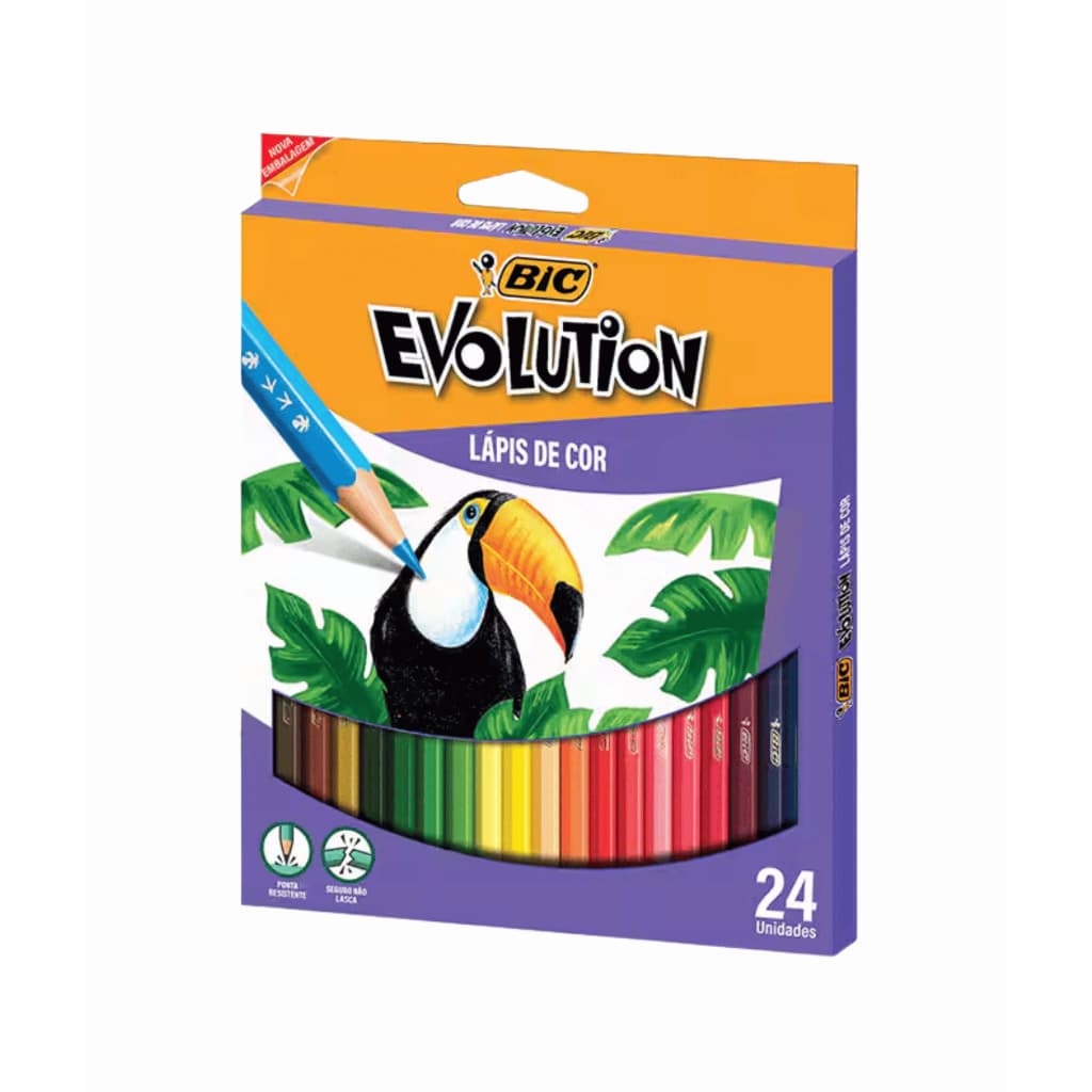 Bic Lápis de Cor Evolution 24 Cores - Original, Alta Qualidade e Durabilidade para Escola e Arte