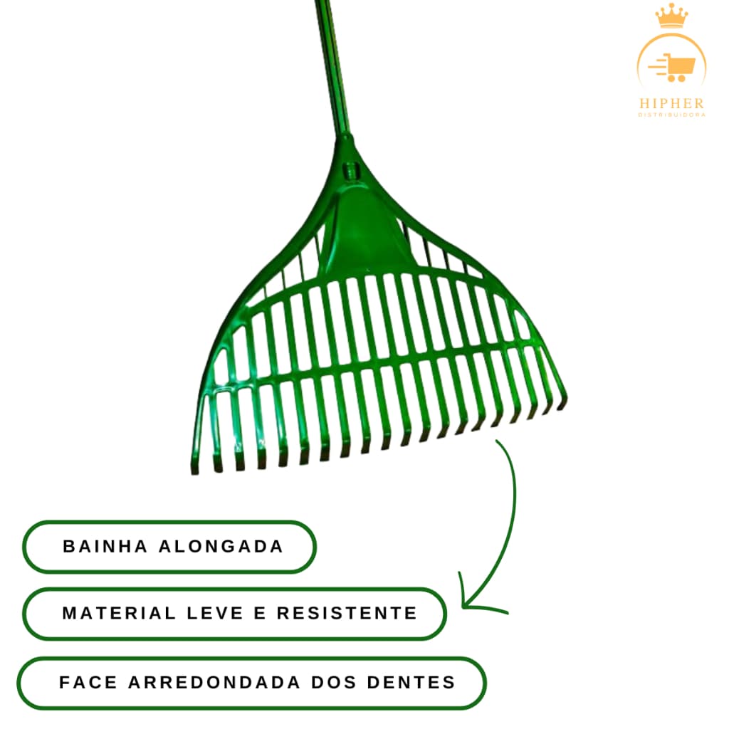 Rastelo de Plástico Reforçado Para Jardim – Ideal Para Folhas e Grama Com 20 Dentes
