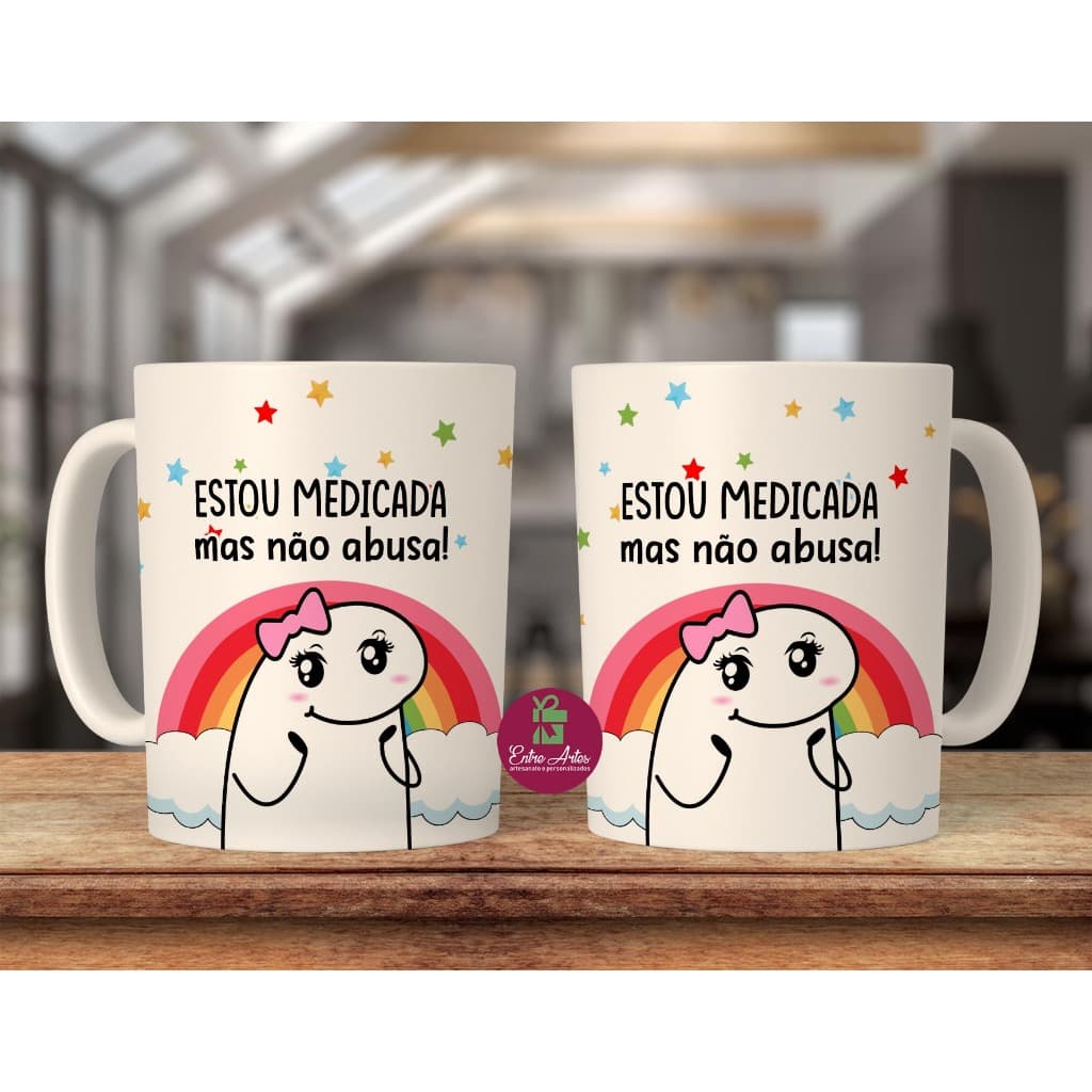Caneca flork estou medicada mas não abusa engraçada divertida