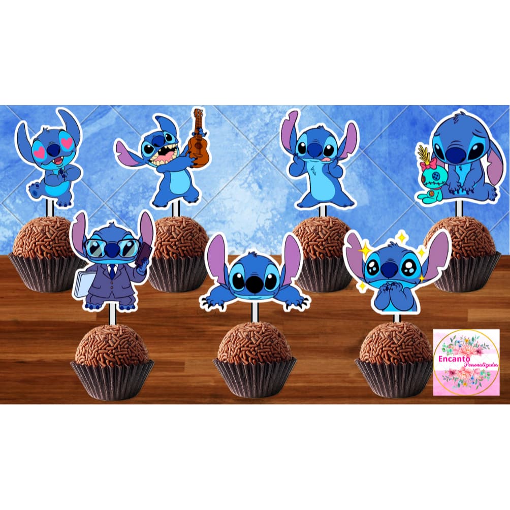 50 Tags Toppers P/ Docinho de Festa STITCH, brigadeiro beijinho.