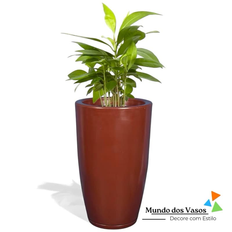 Vaso De Planta Coluna Polida N01 Com Prato